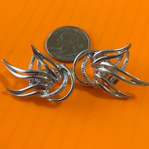 Vintage Emmons Earrings Silver Tone Clip On Earring